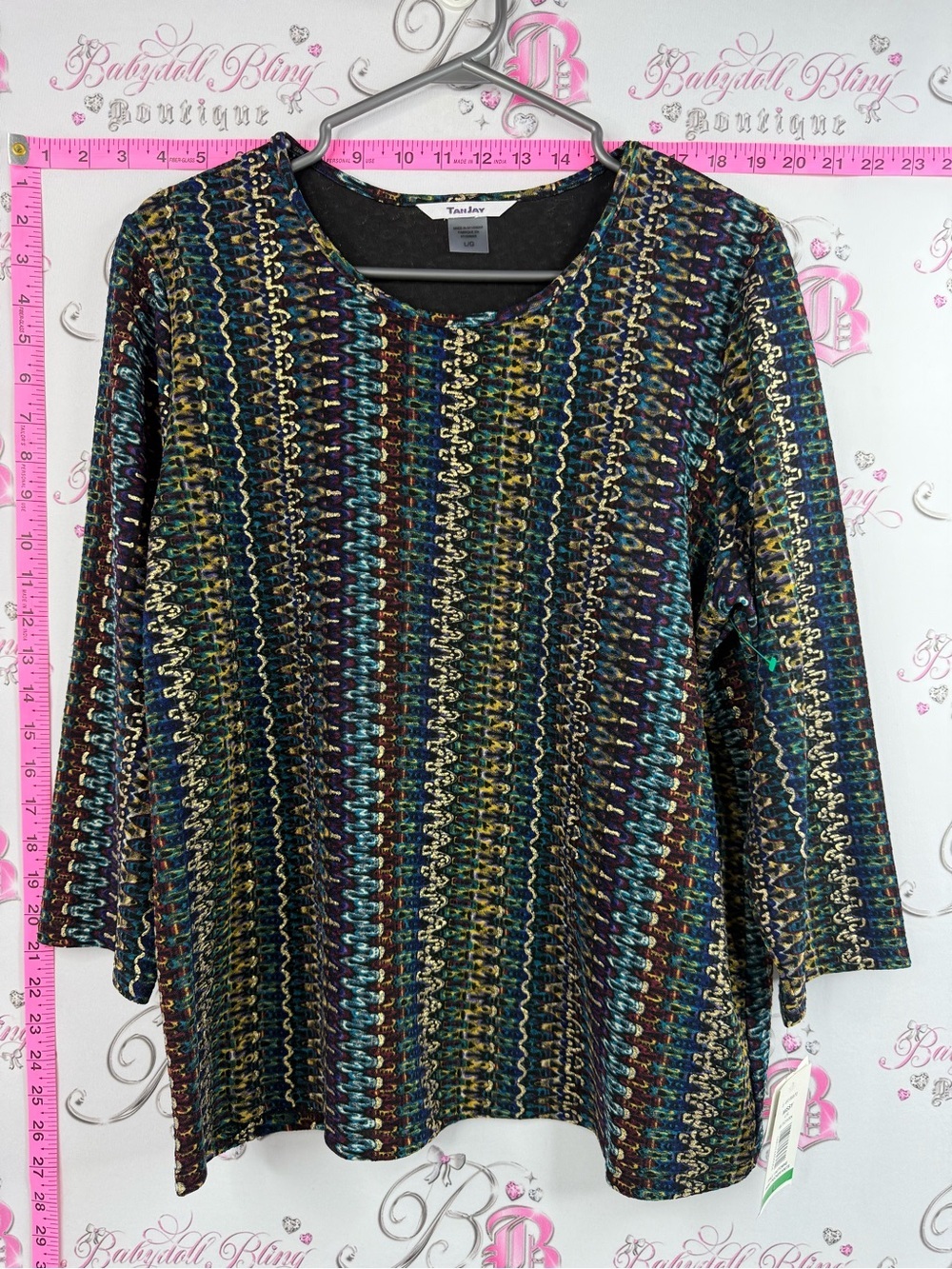 TanJay shirt missy rainbow Multicolor Metallic Knit Long Sleeve Top
